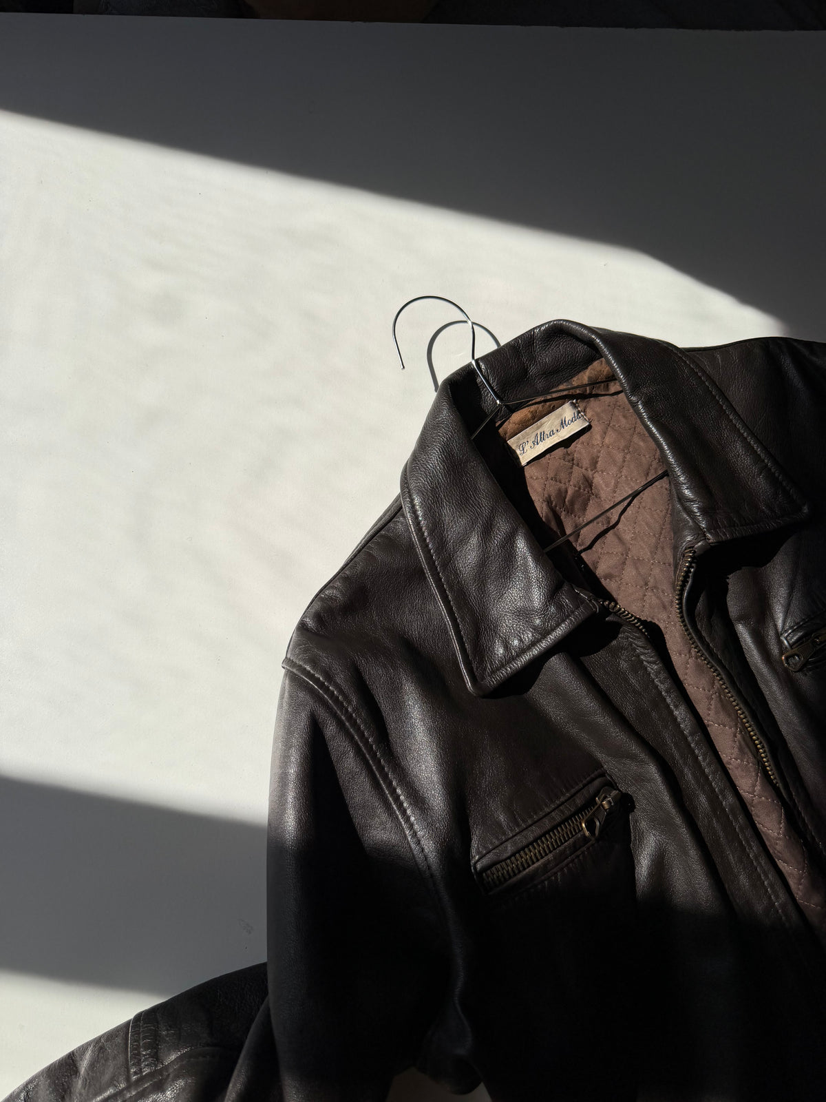 90s brown leather bomber jacket