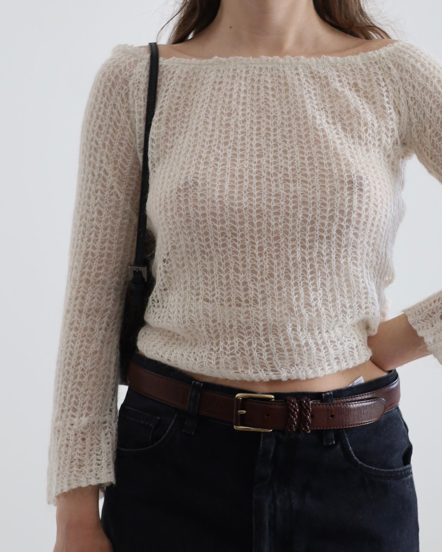 Sheer wool knit top