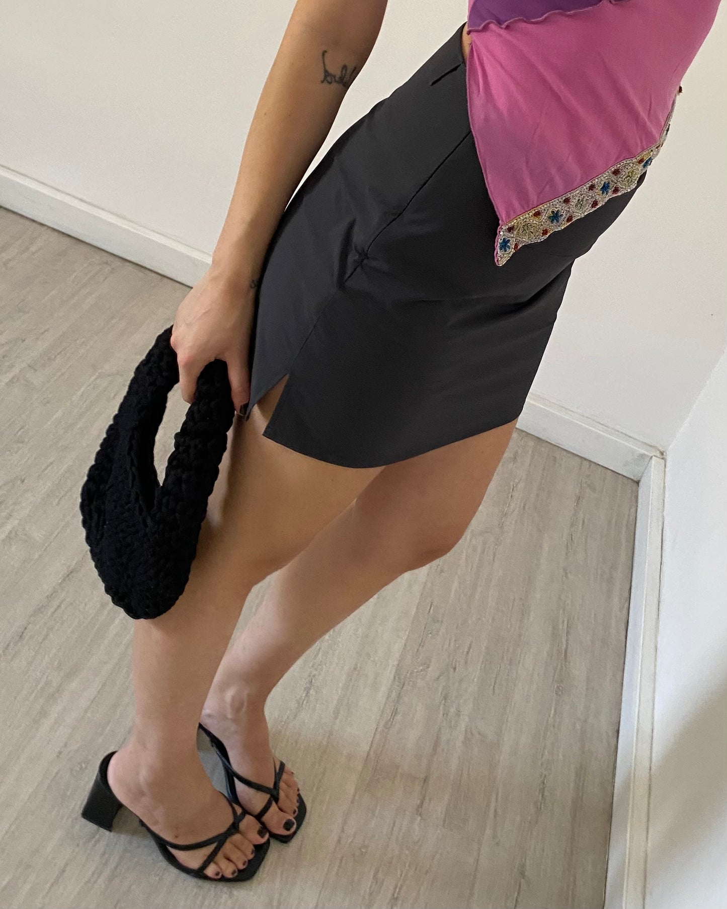 Nylon mini skirt