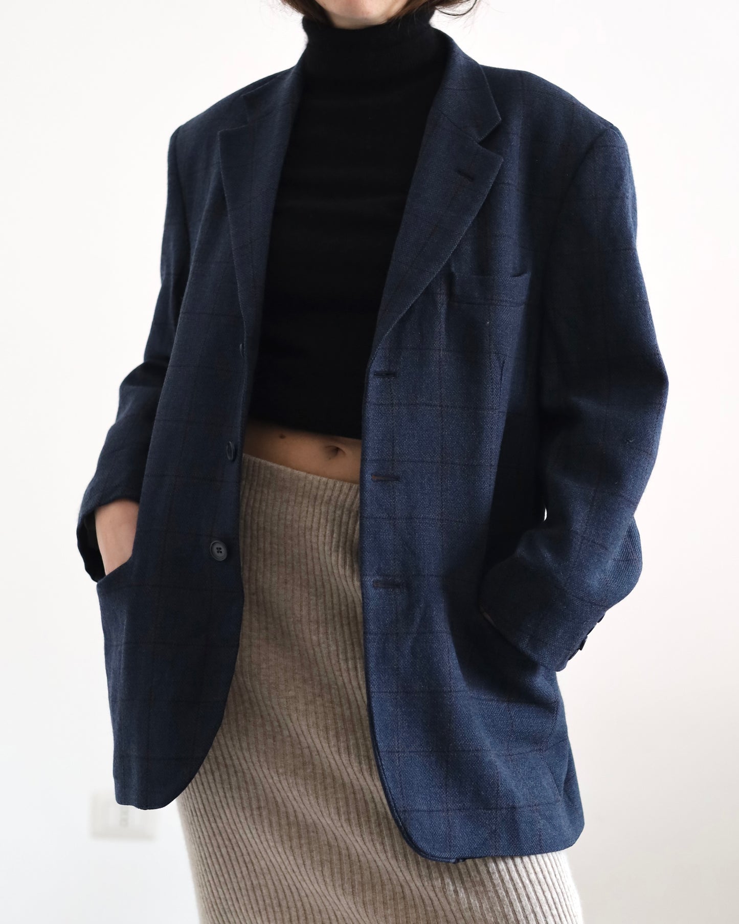 Wool check blazer