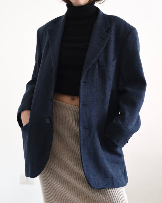 Wool check blazer