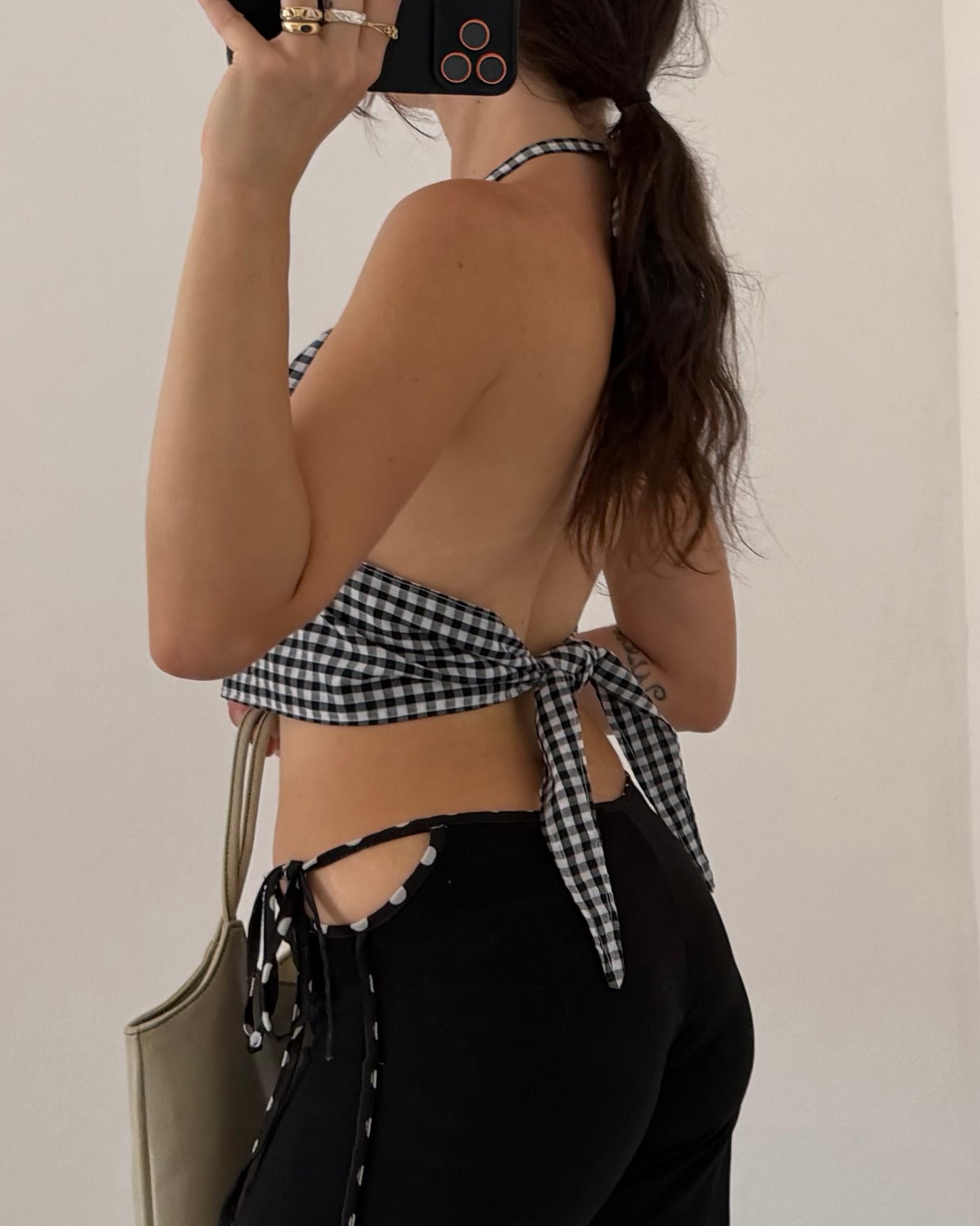Gingham plunge top