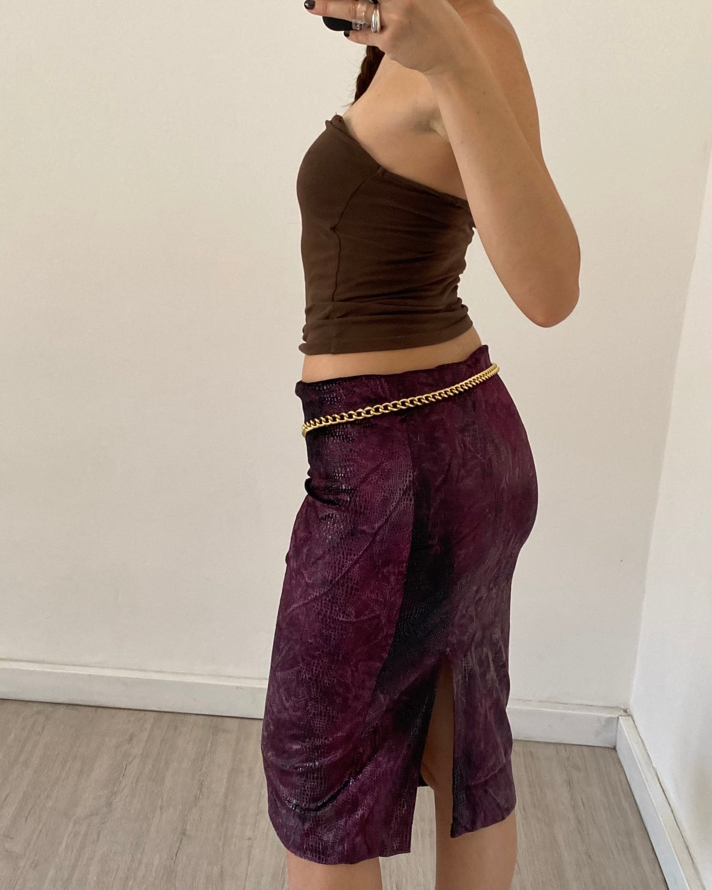 Snakeskin velour skirt