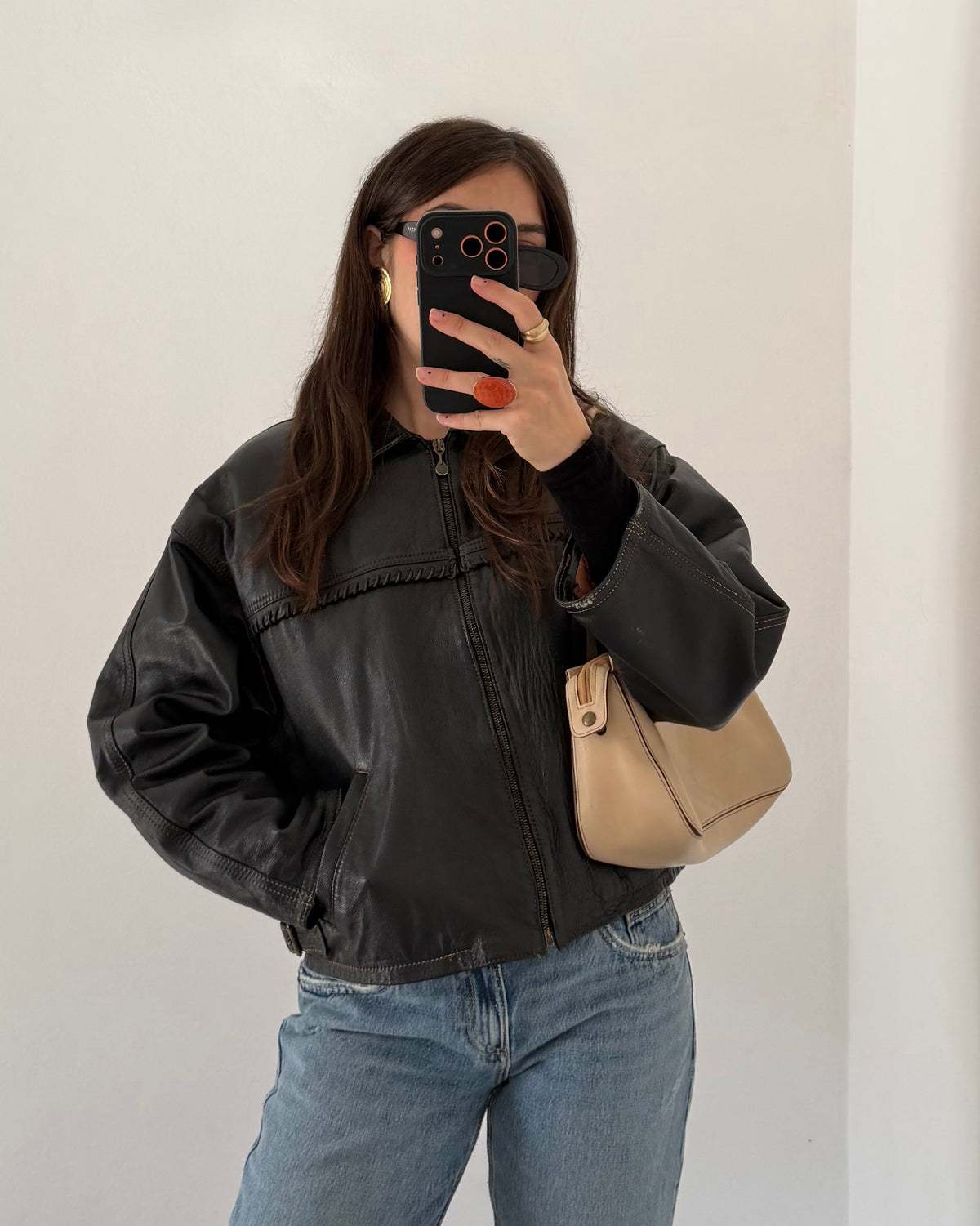 90s leather bomber jacket