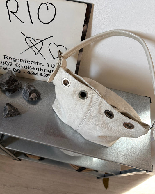 White leather shoulder bag