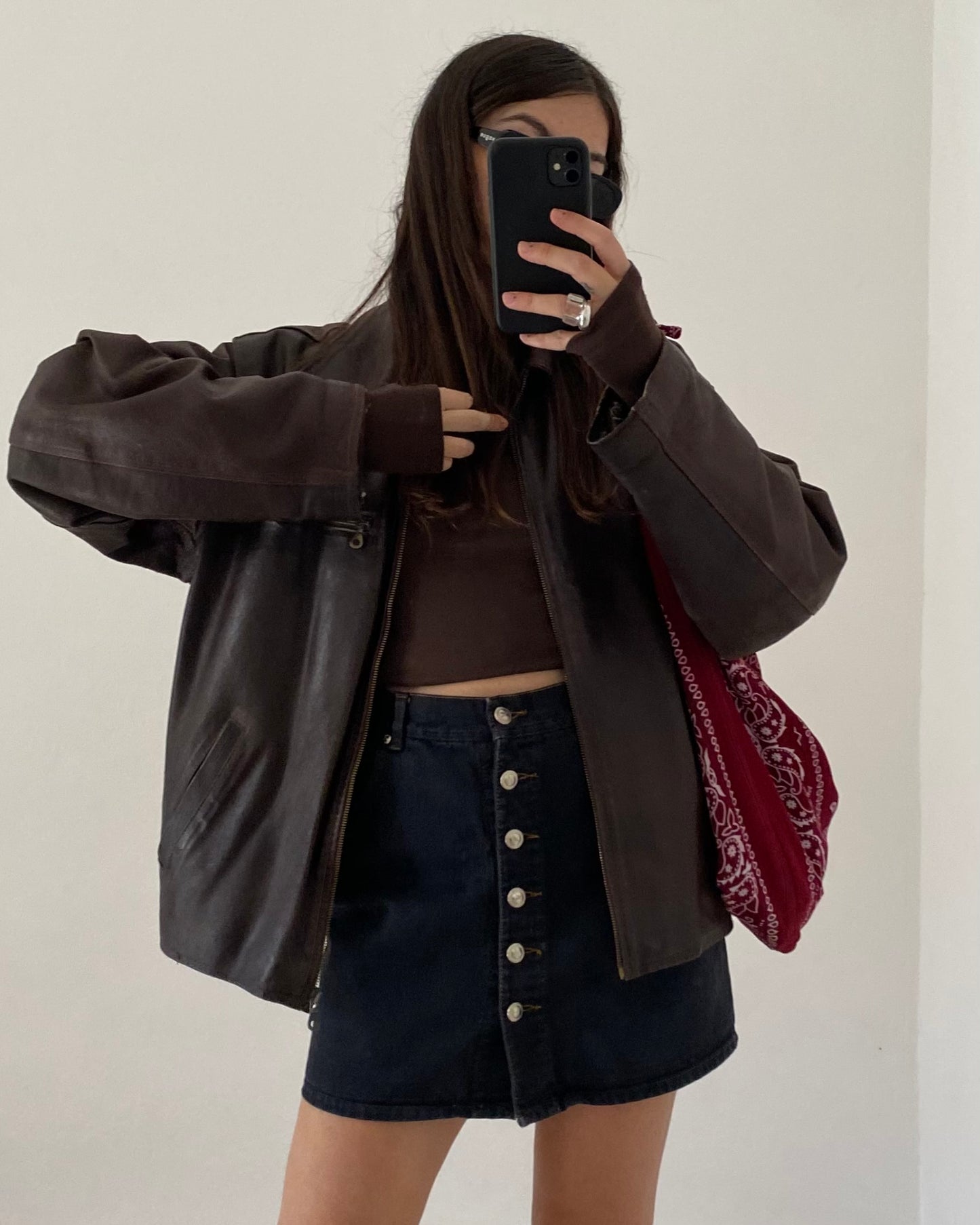 00s buttoned denim skirt