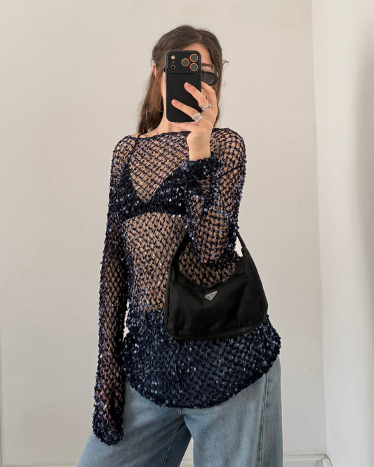 Sequins buttoned top