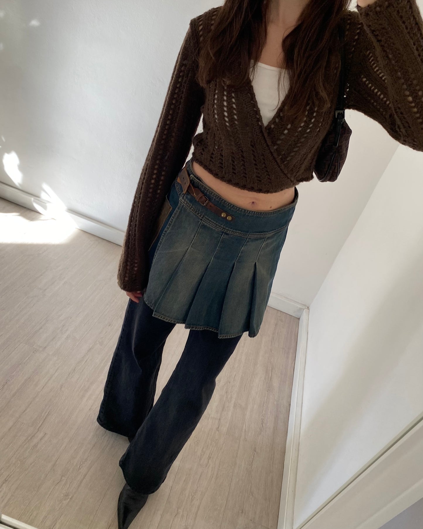 Openwork wool wrap top