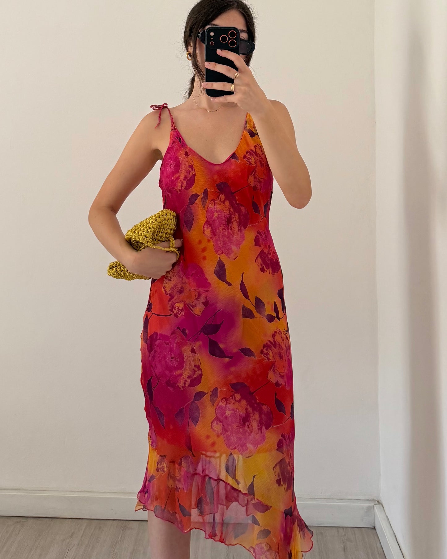 Pure silk asymetric dress