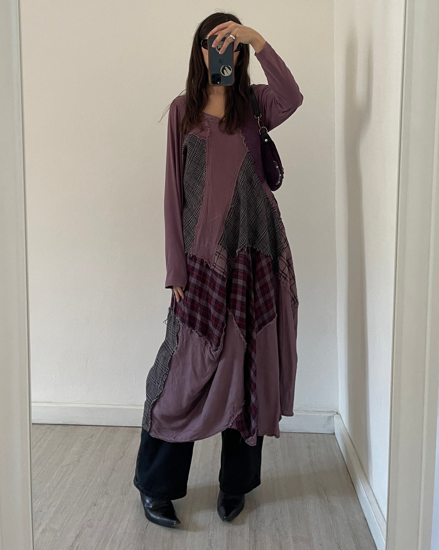 Patchwork asymmetric dress