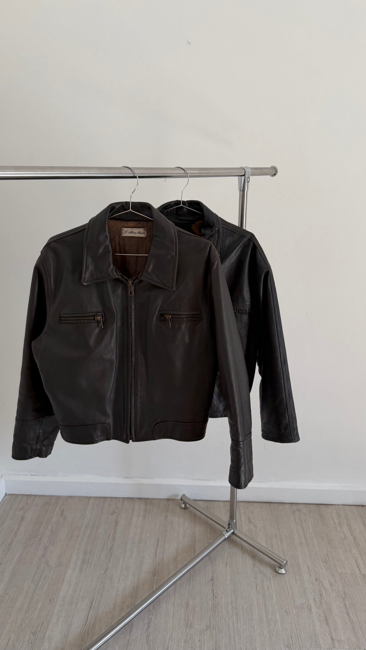 90s brown leather bomber jacket