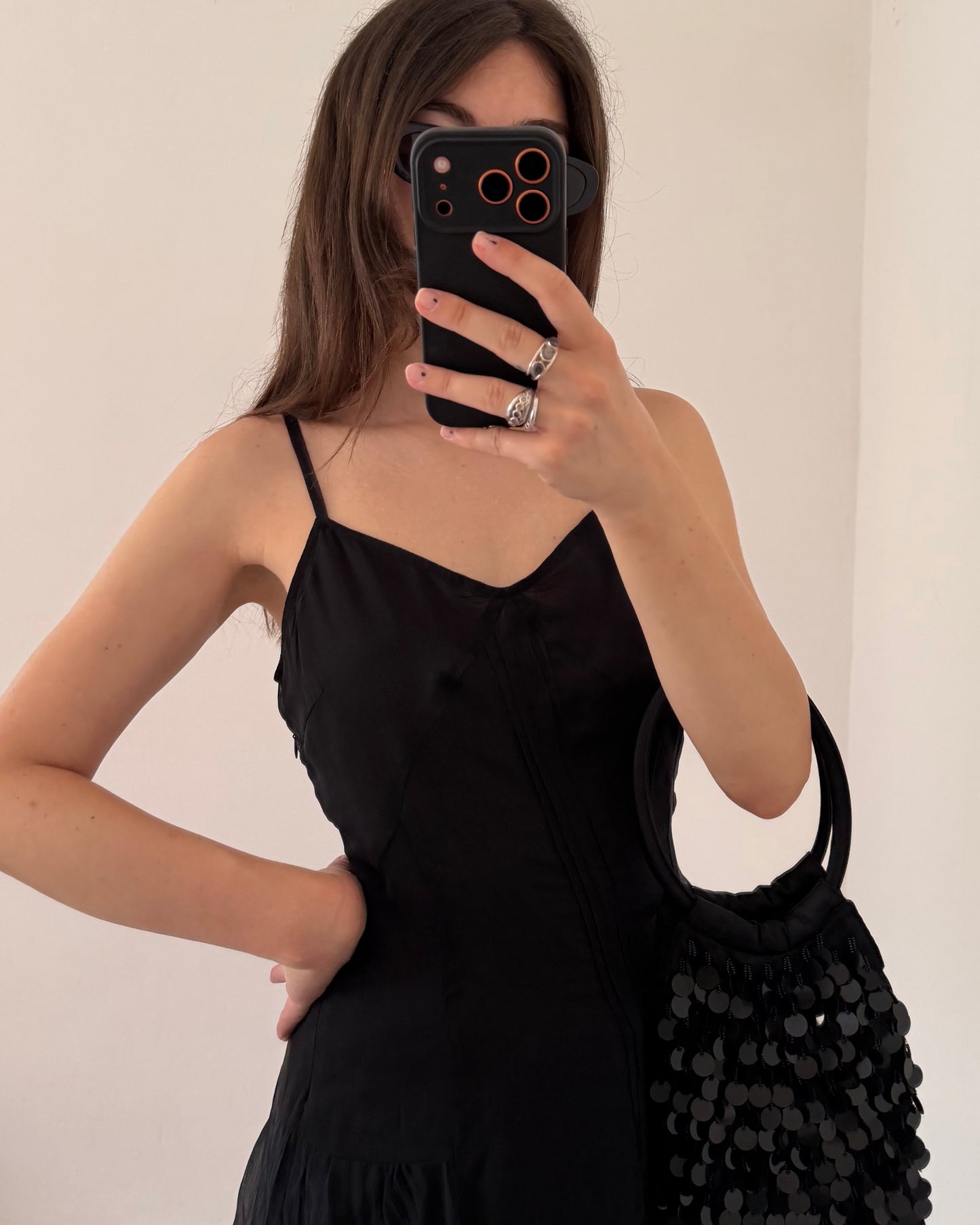 00s black midi dress