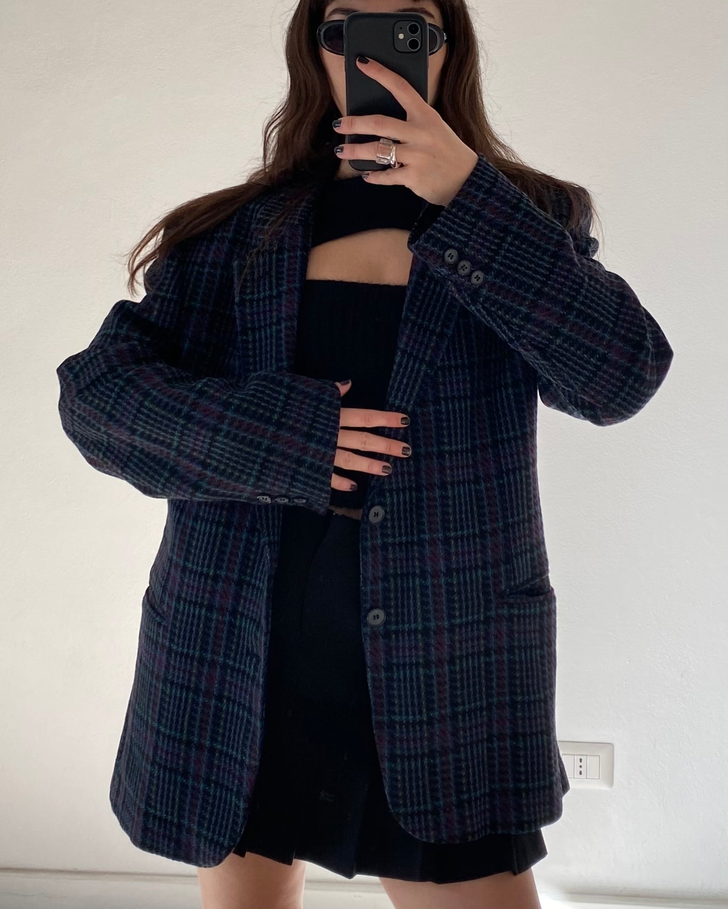 Wool check blazer