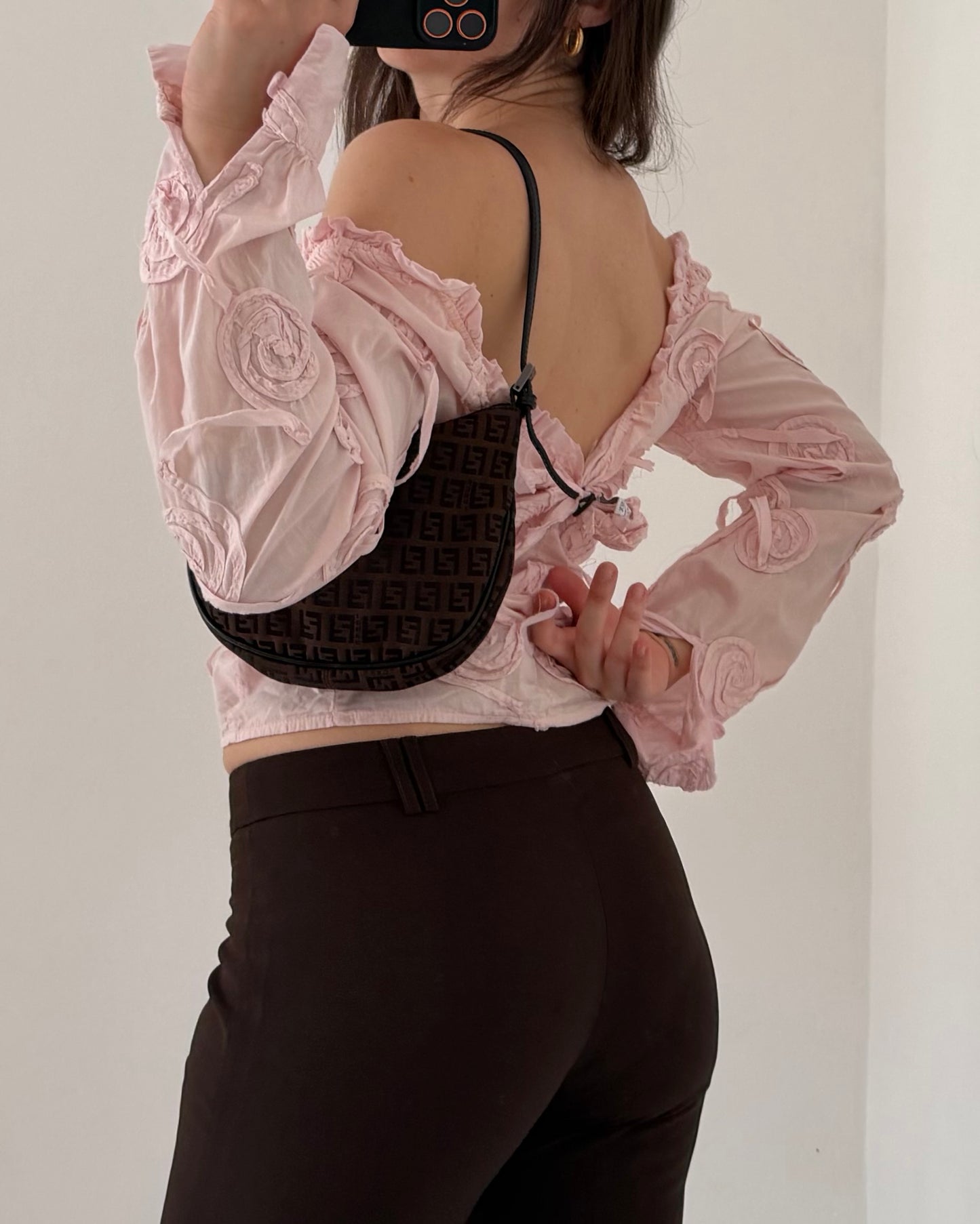 Embroidered baby pink shirt
