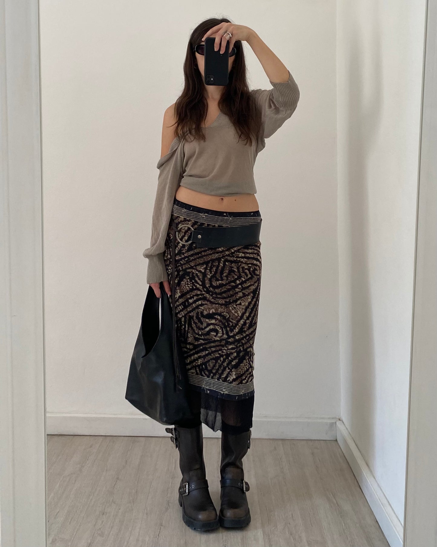 Micro mesh midi skirt