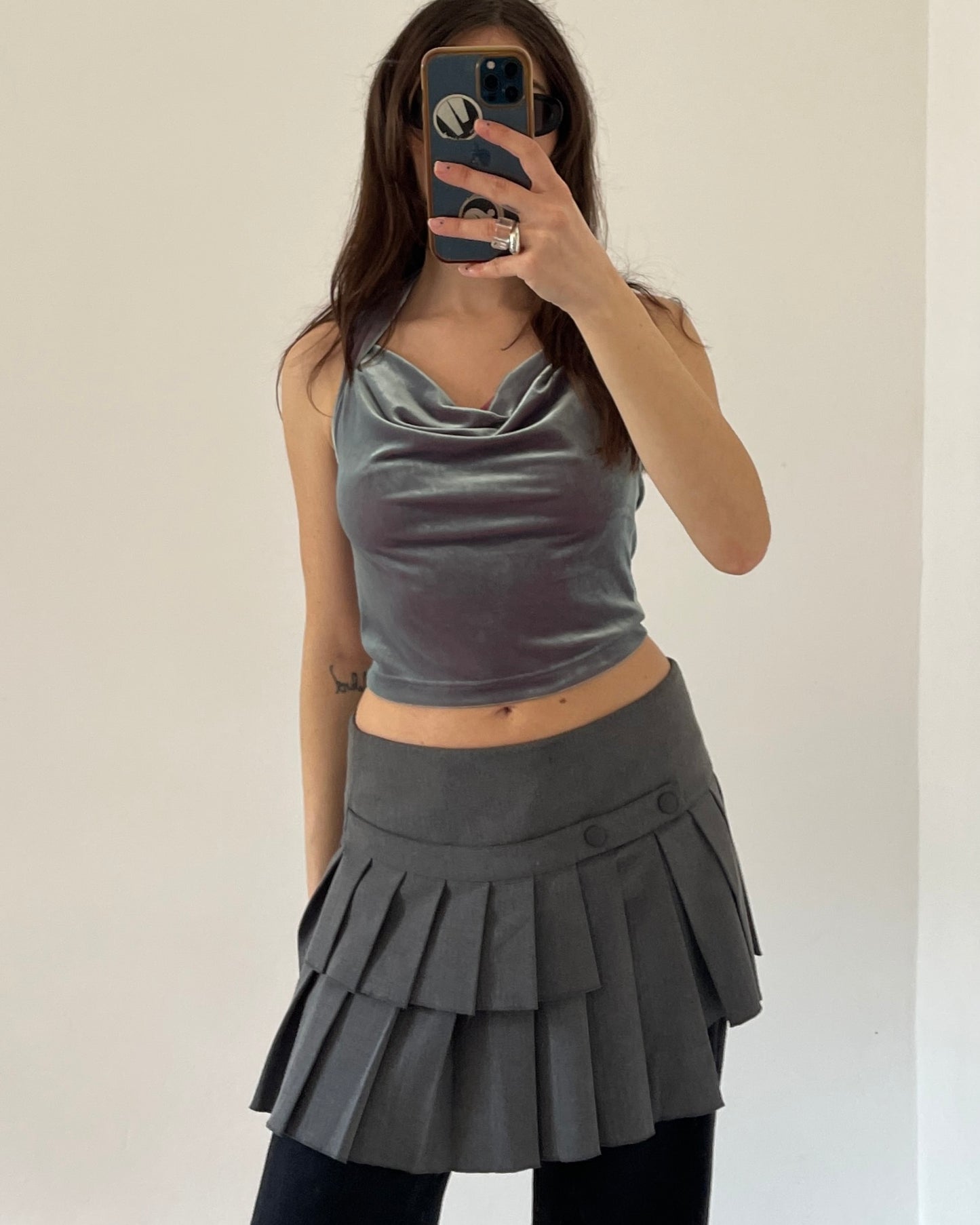 Iridescent velvet top