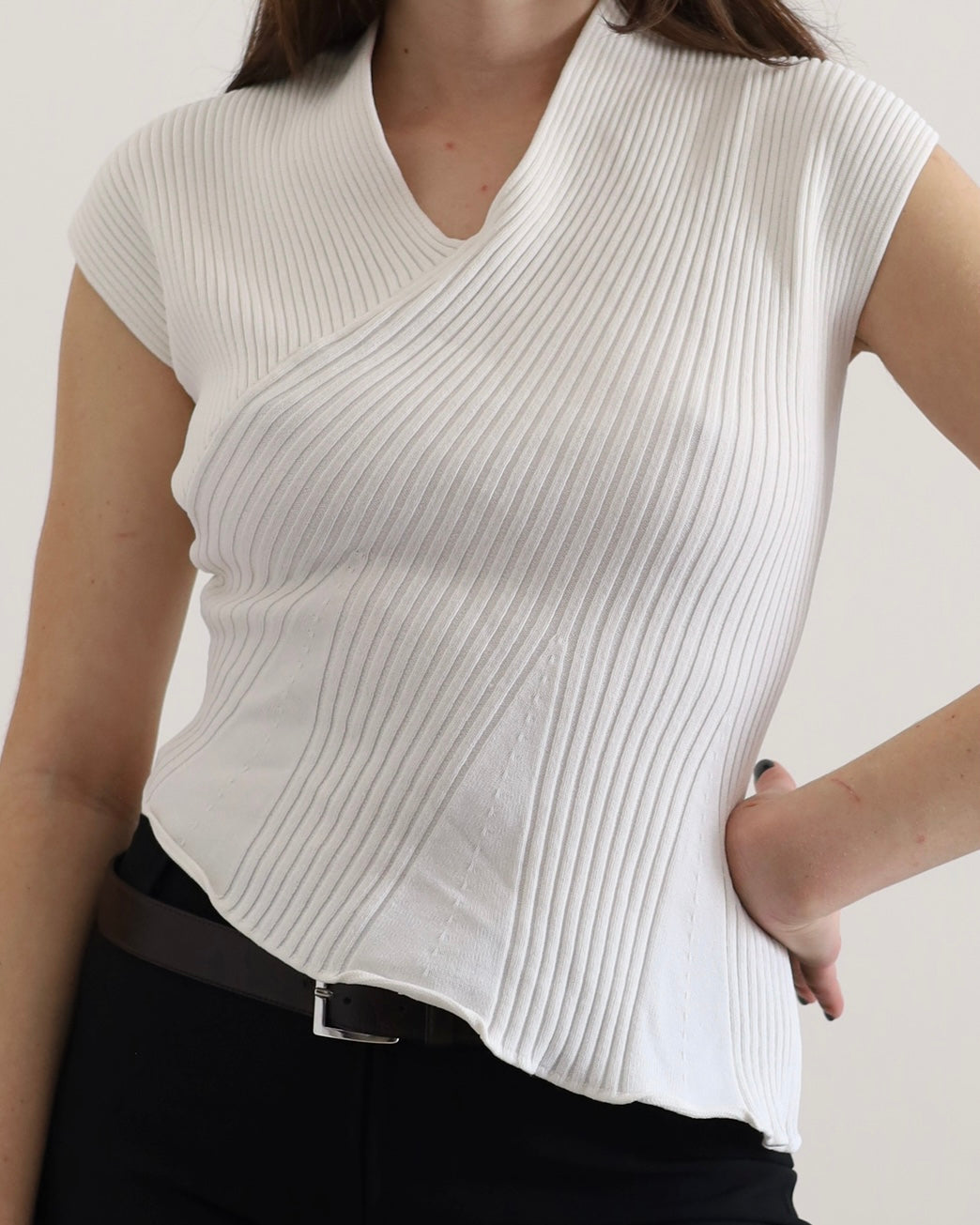 Asymmetric knit top