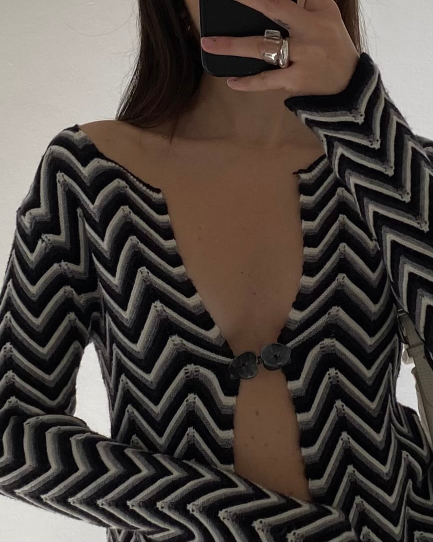 Striped knit cardigan