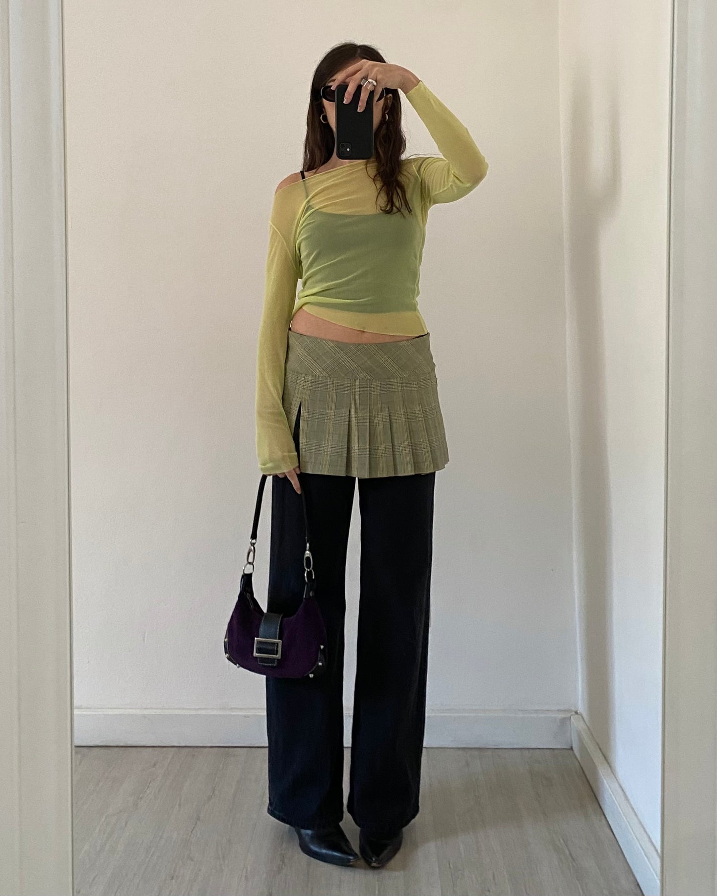 Lime green micro mesh top