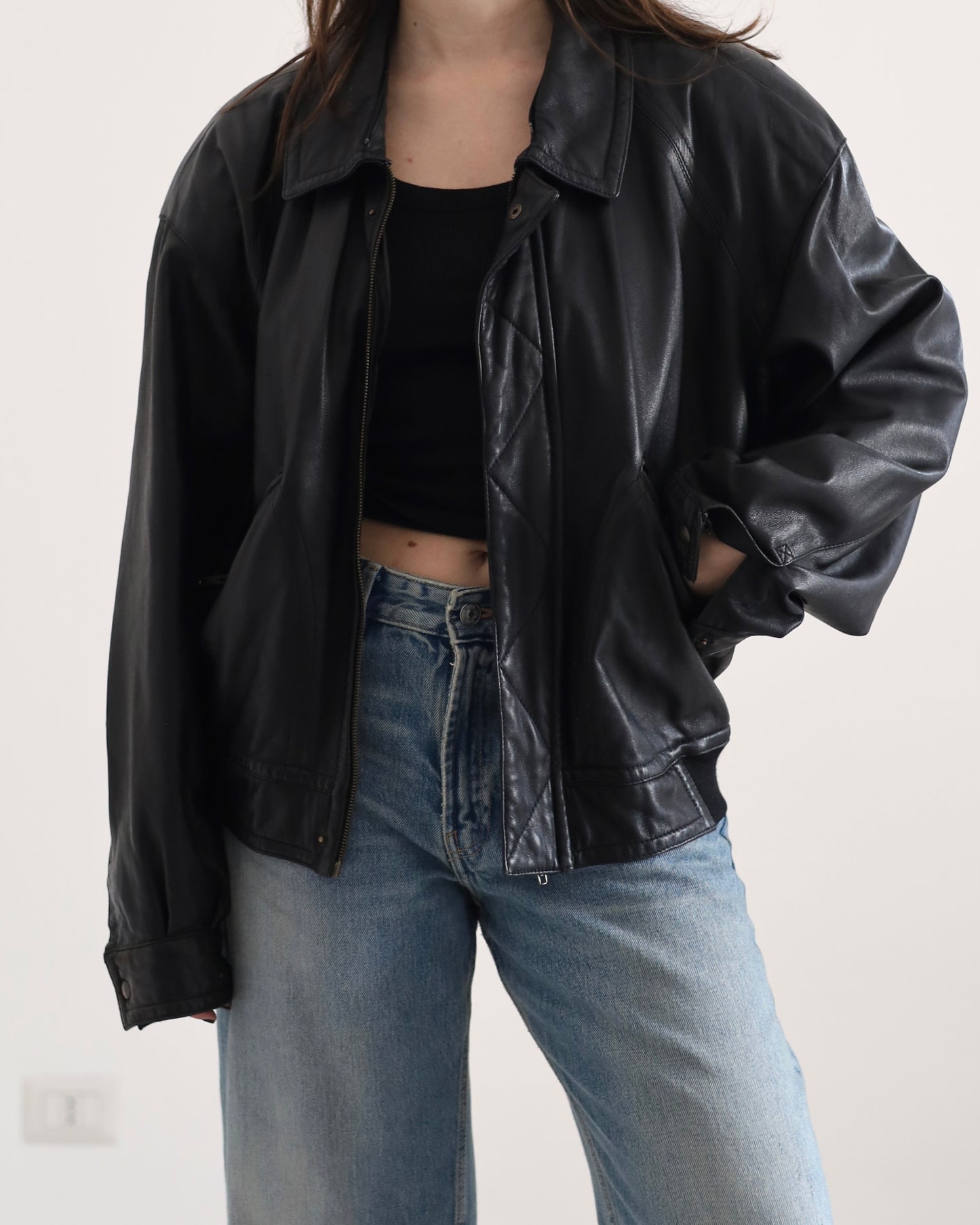 Longchamp leather bomber jacket