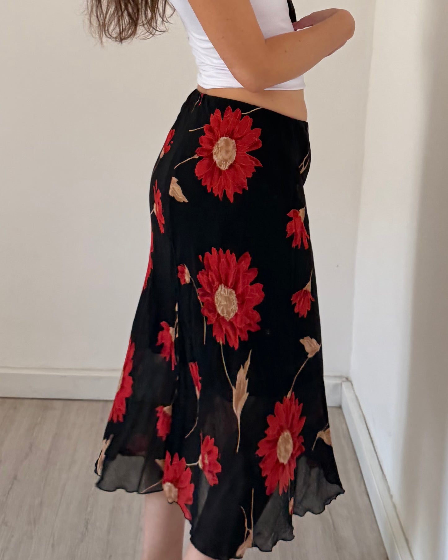 00s floral midi skirt