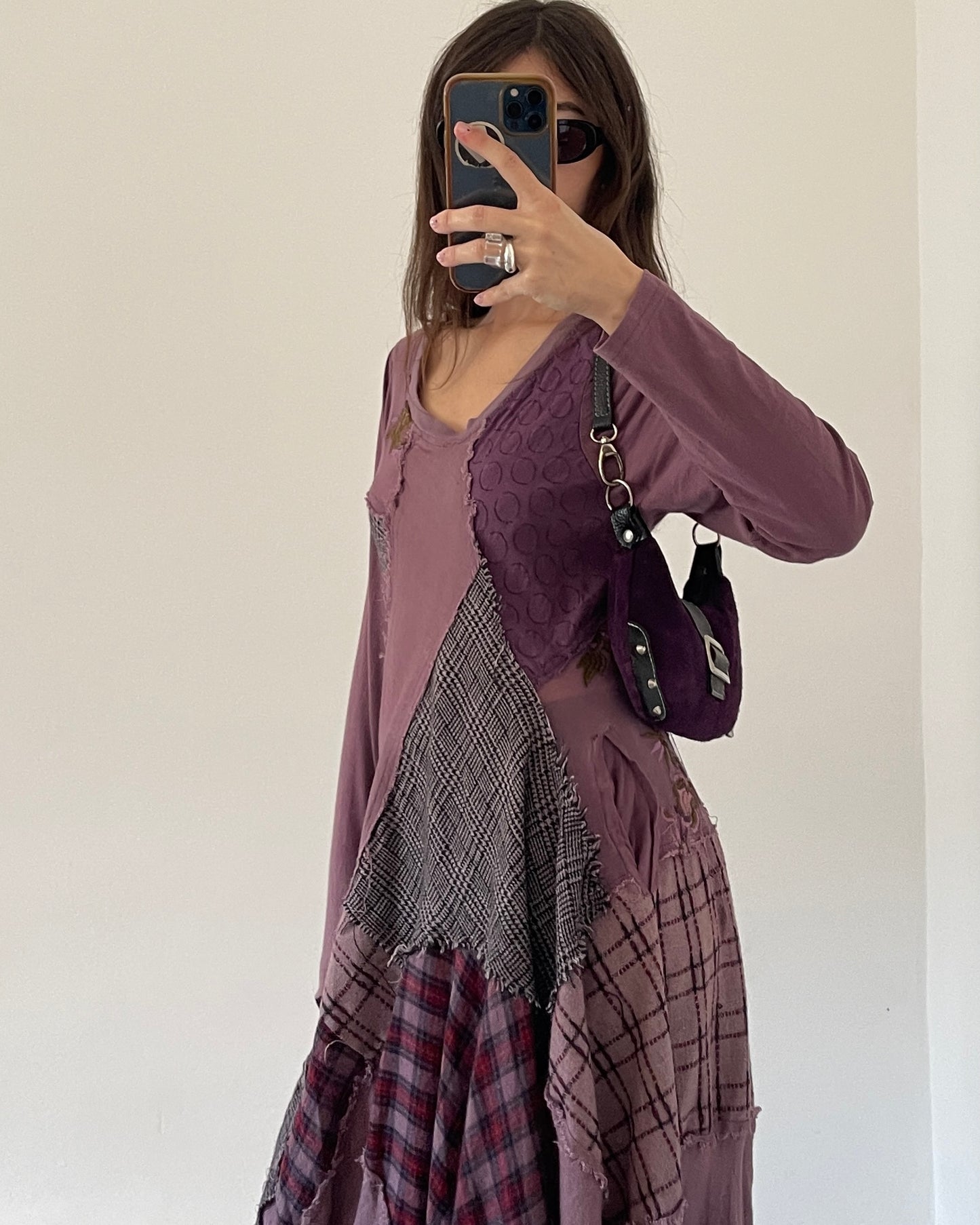 Patchwork asymmetric dress