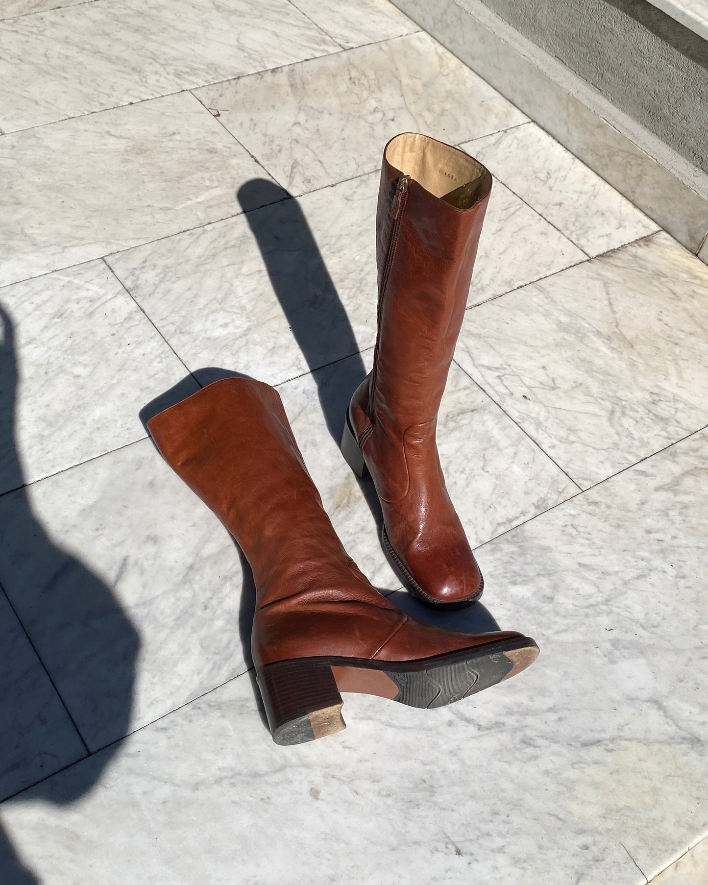 Square toe leather boots