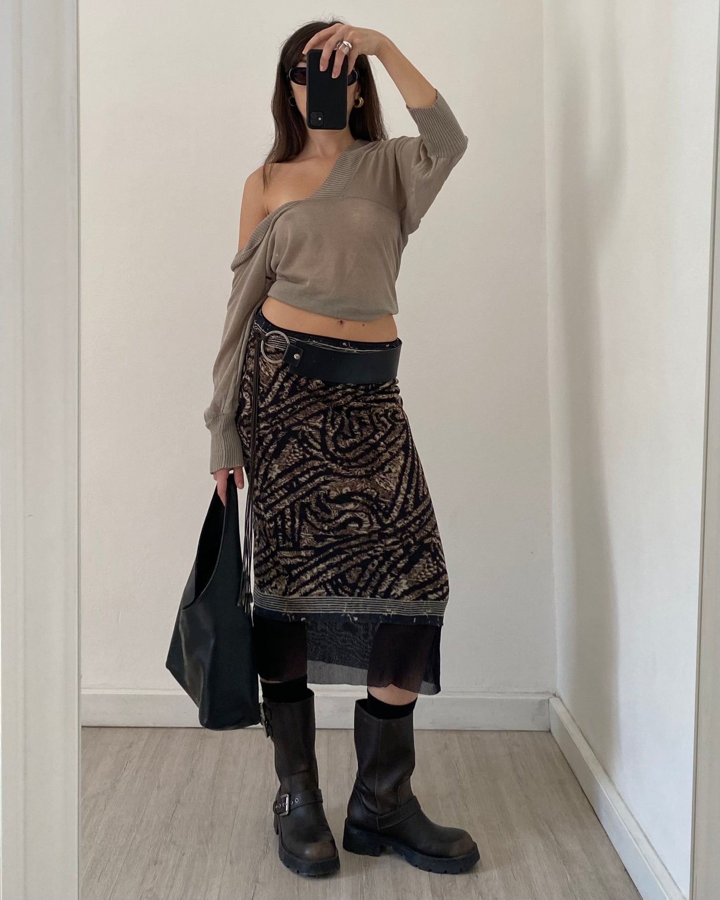 Micro mesh midi skirt