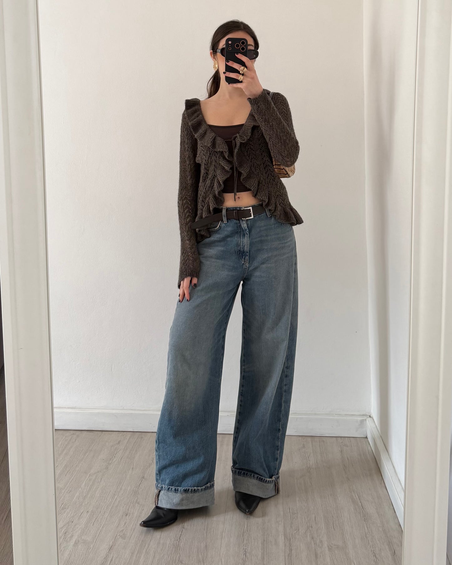 Wool cardigan with volants