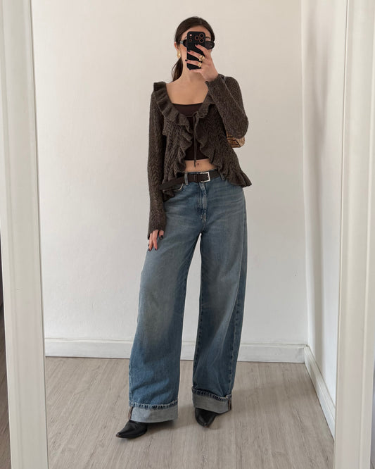 Wool cardigan with volants