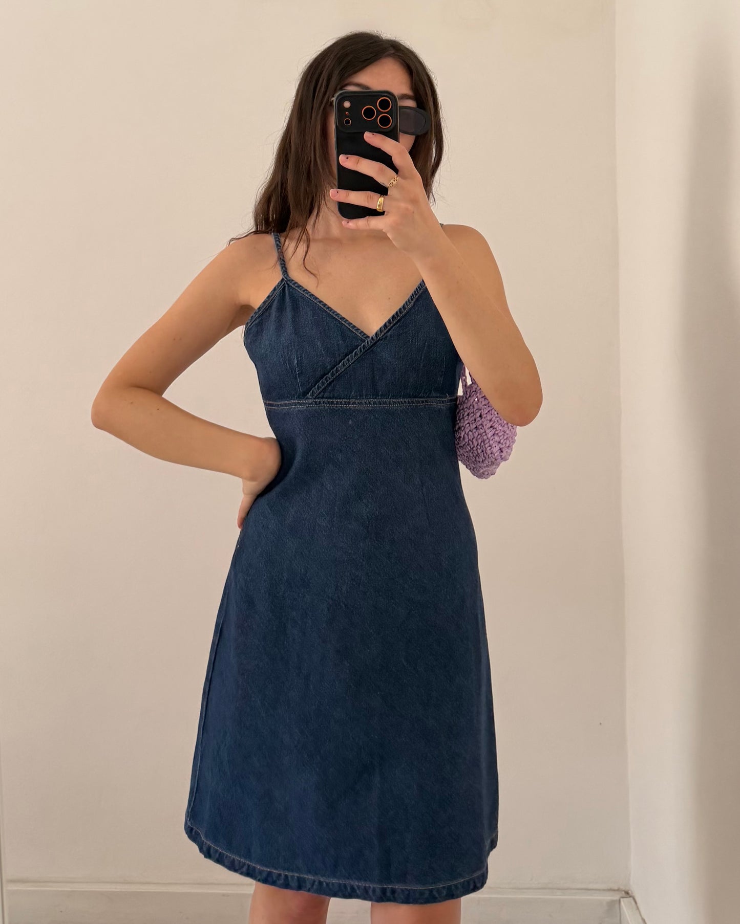 00s denim midi dress