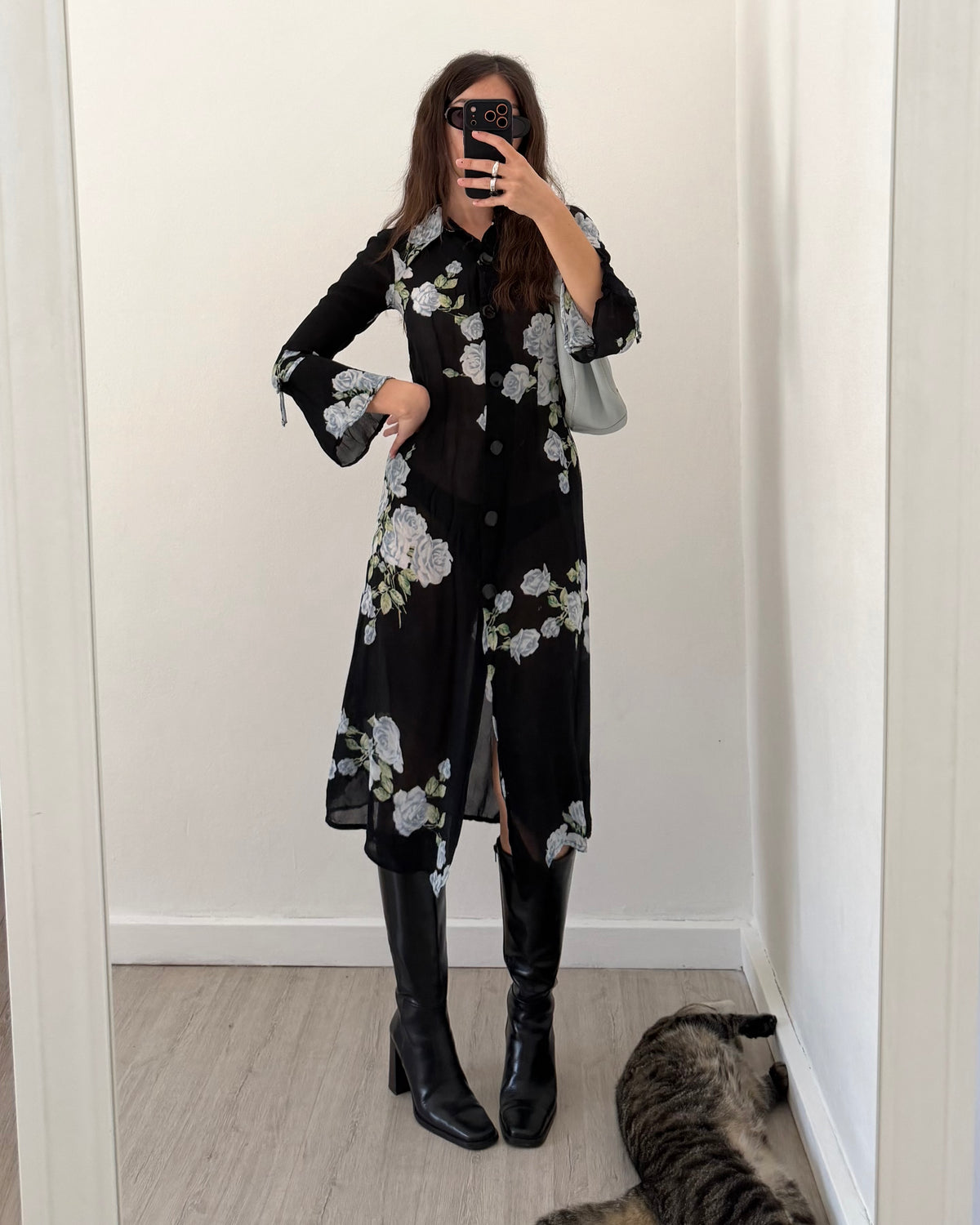 90s sheer cardigan dress