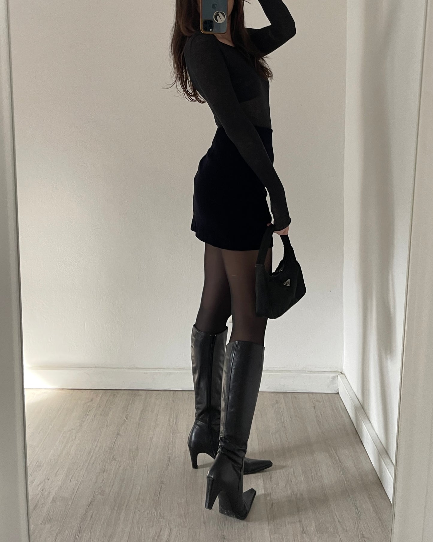 Midnight blue velvet skirt