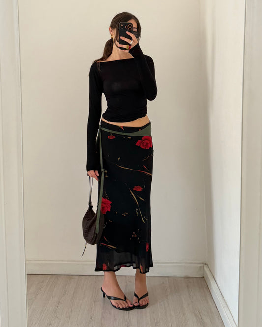 00s longuette floral skirt