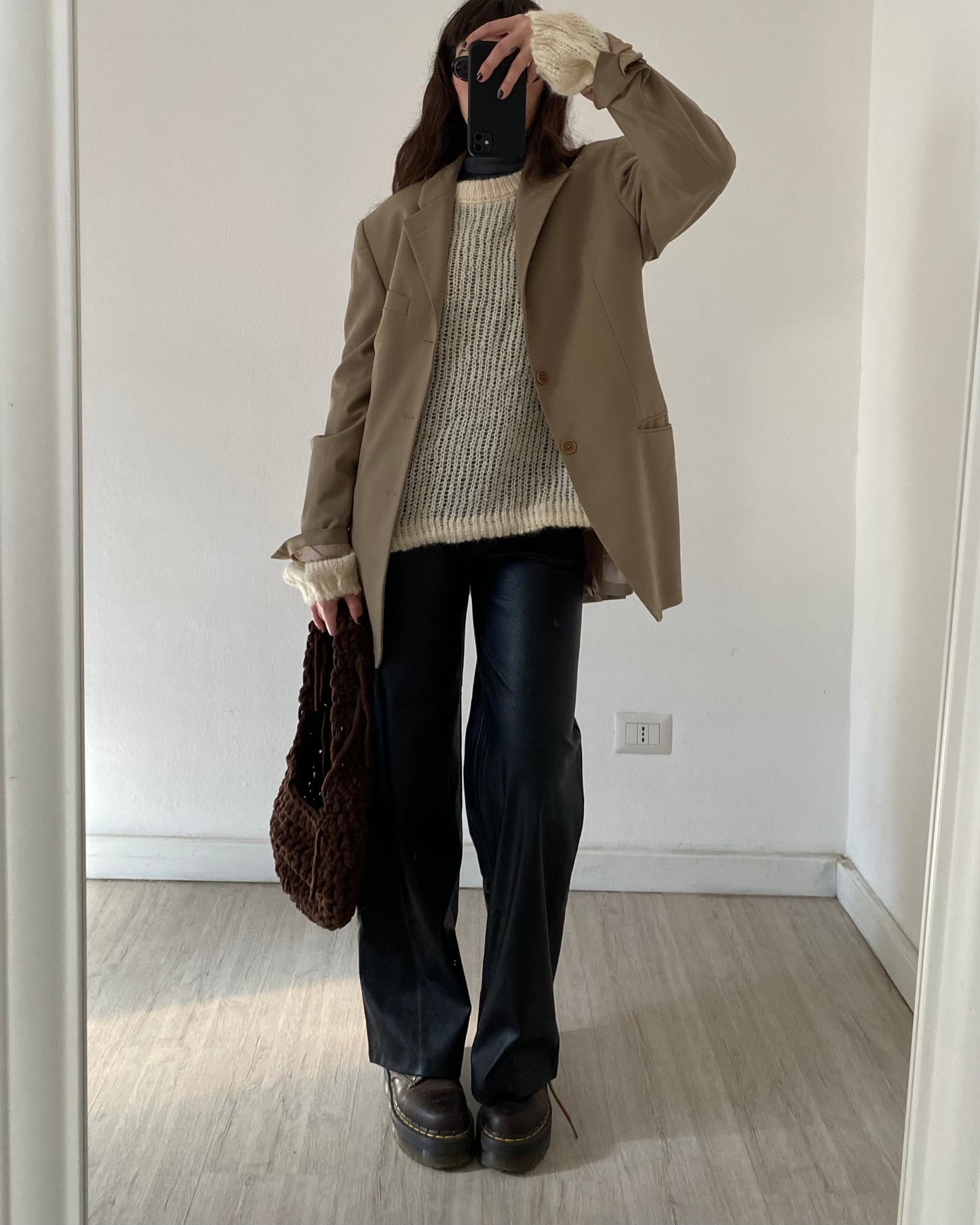 Faux leather trousers