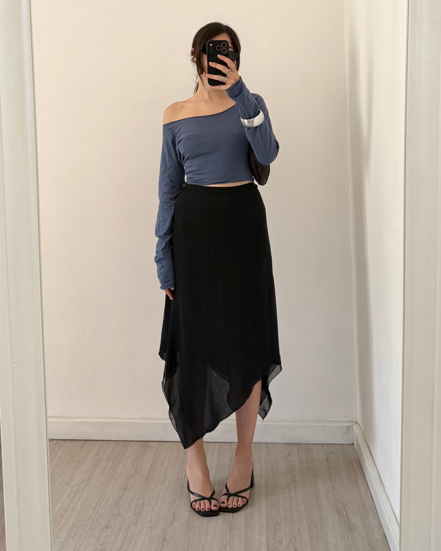 Asymmetric midi skirt