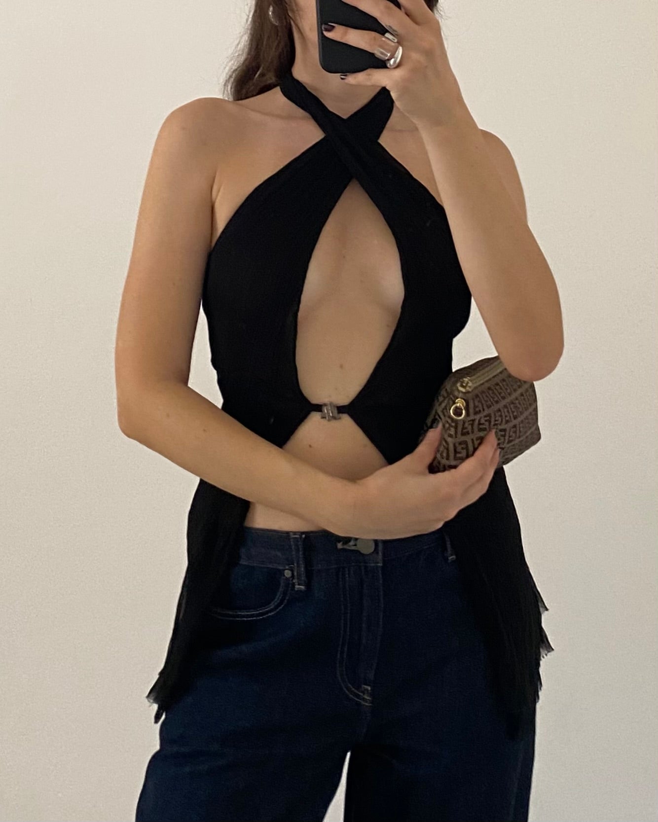 Silk plunge top