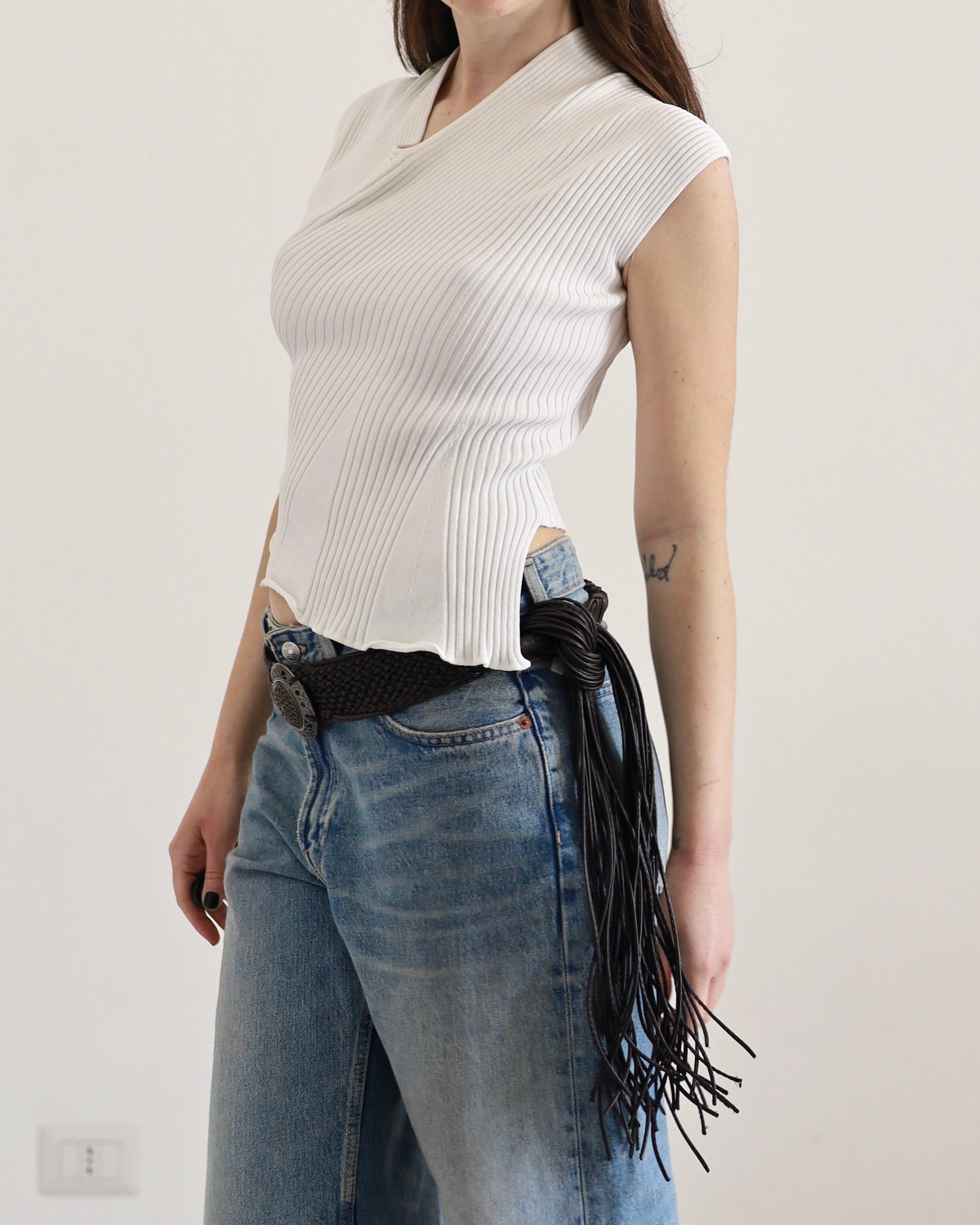 Asymmetric knit top