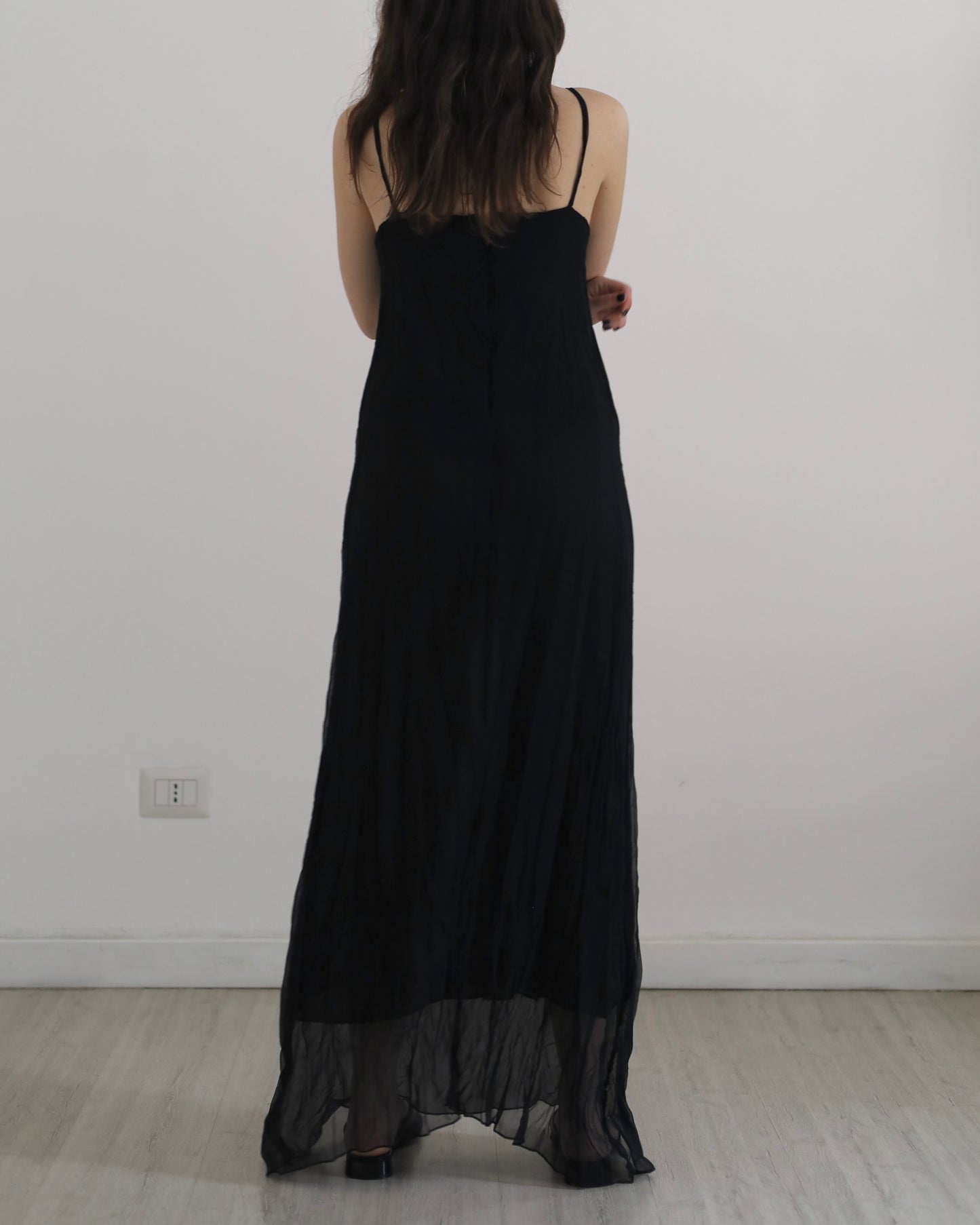 Long sheer crinkle dress