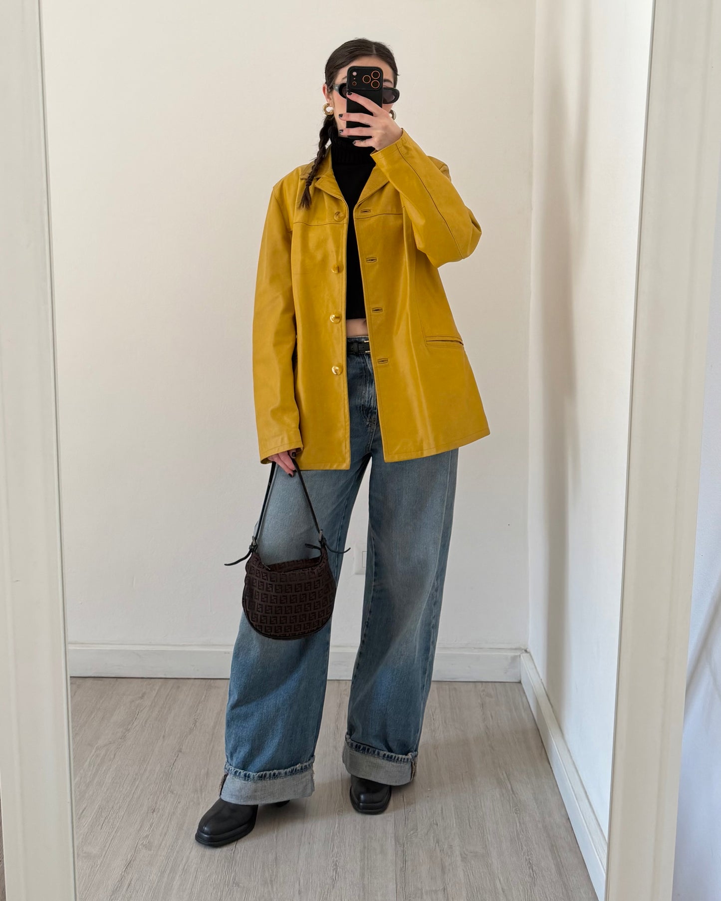 Mustard yellow leather jacket