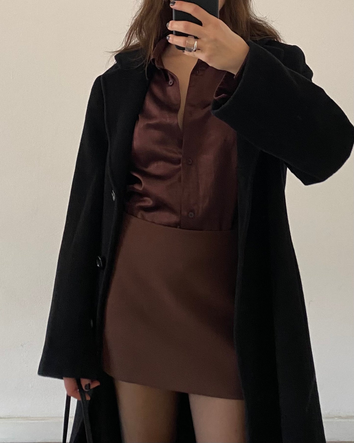 Brown satin shirt