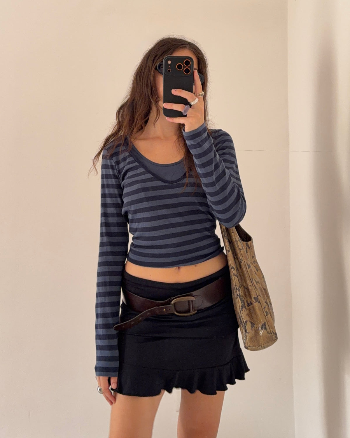 Striped long sleeves top