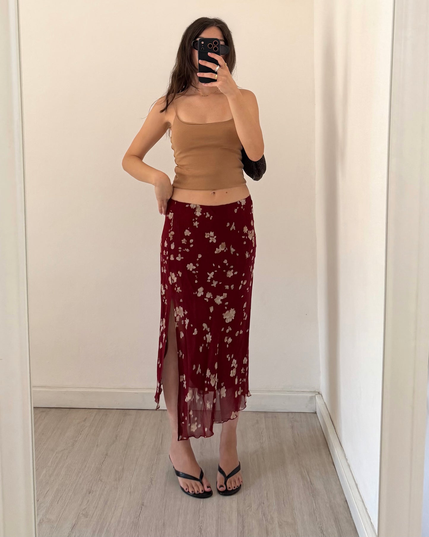 00s Floral midi skirt