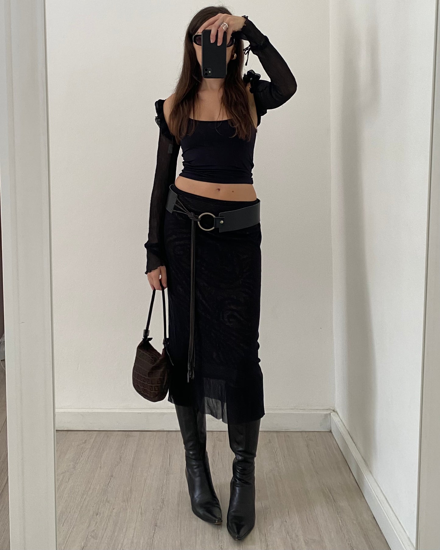 Micro mesh midi skirt