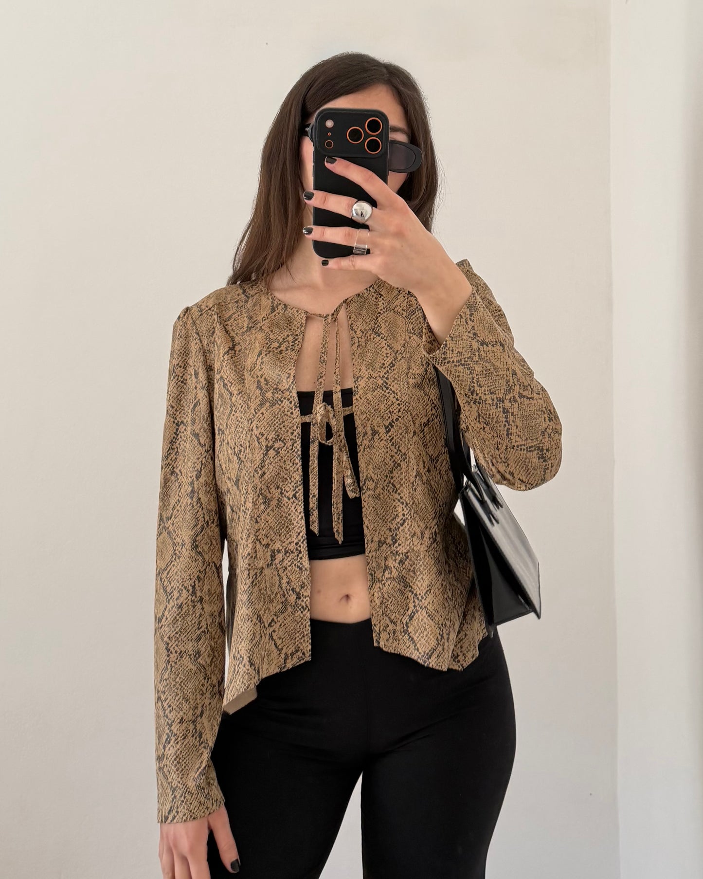 Snakeskin jacket with ties