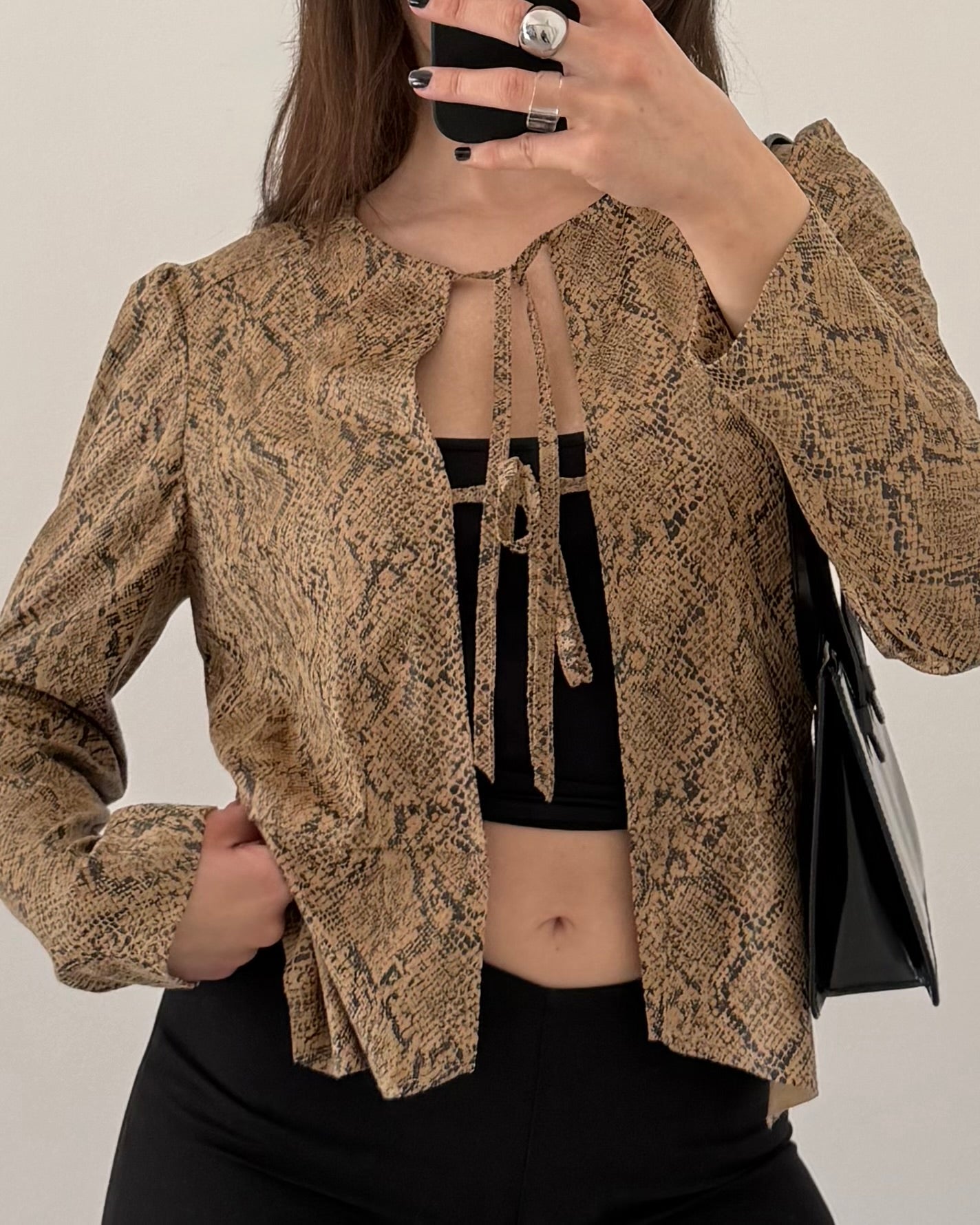 Snakeskin jacket with ties