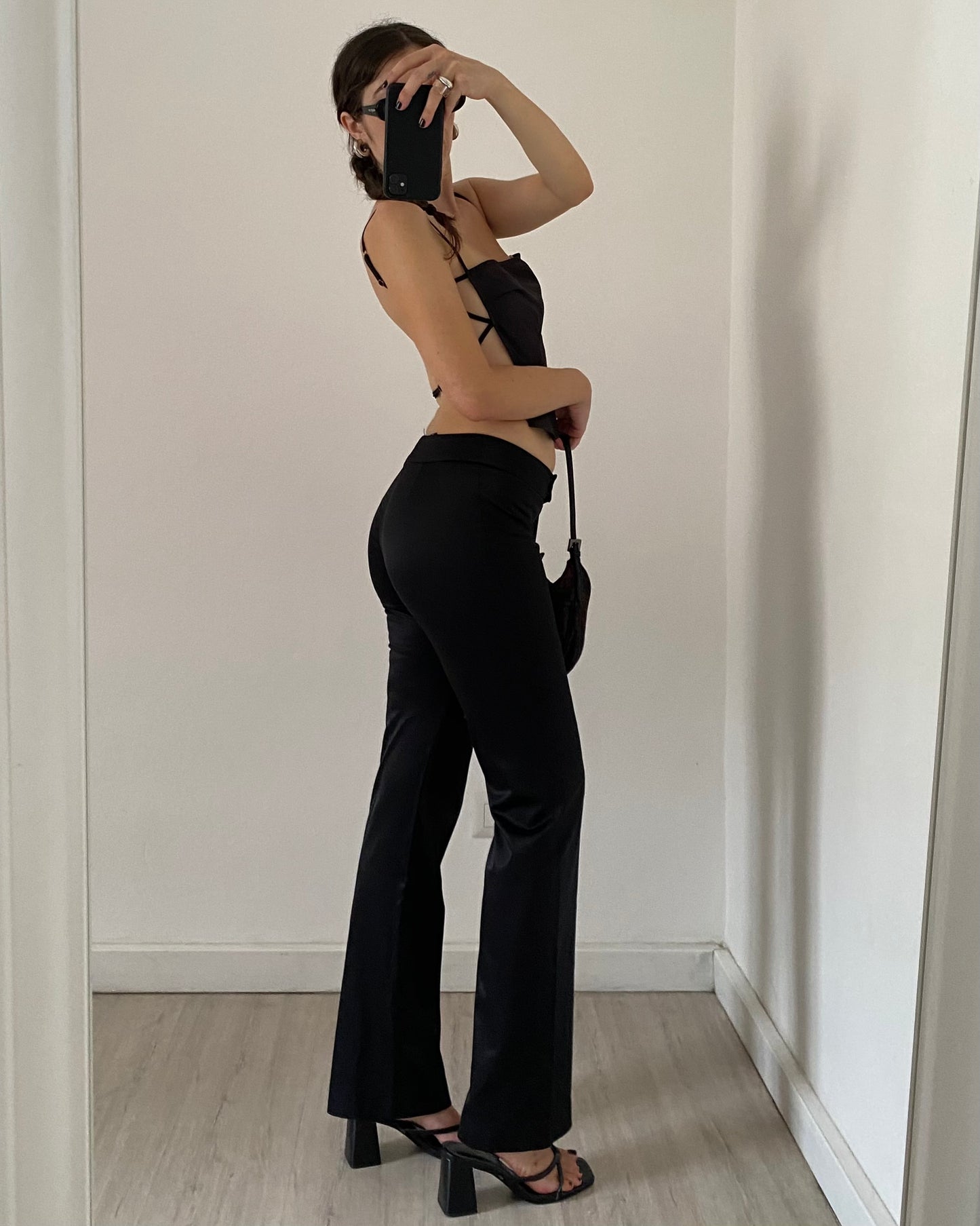 Satin straight leg trousers