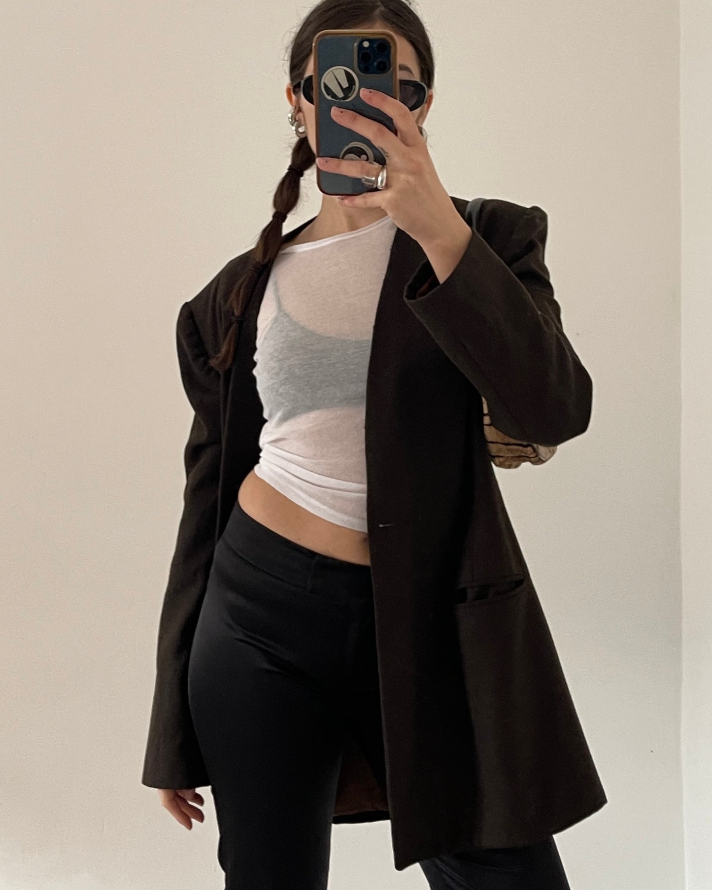 Satin bootcut trousers