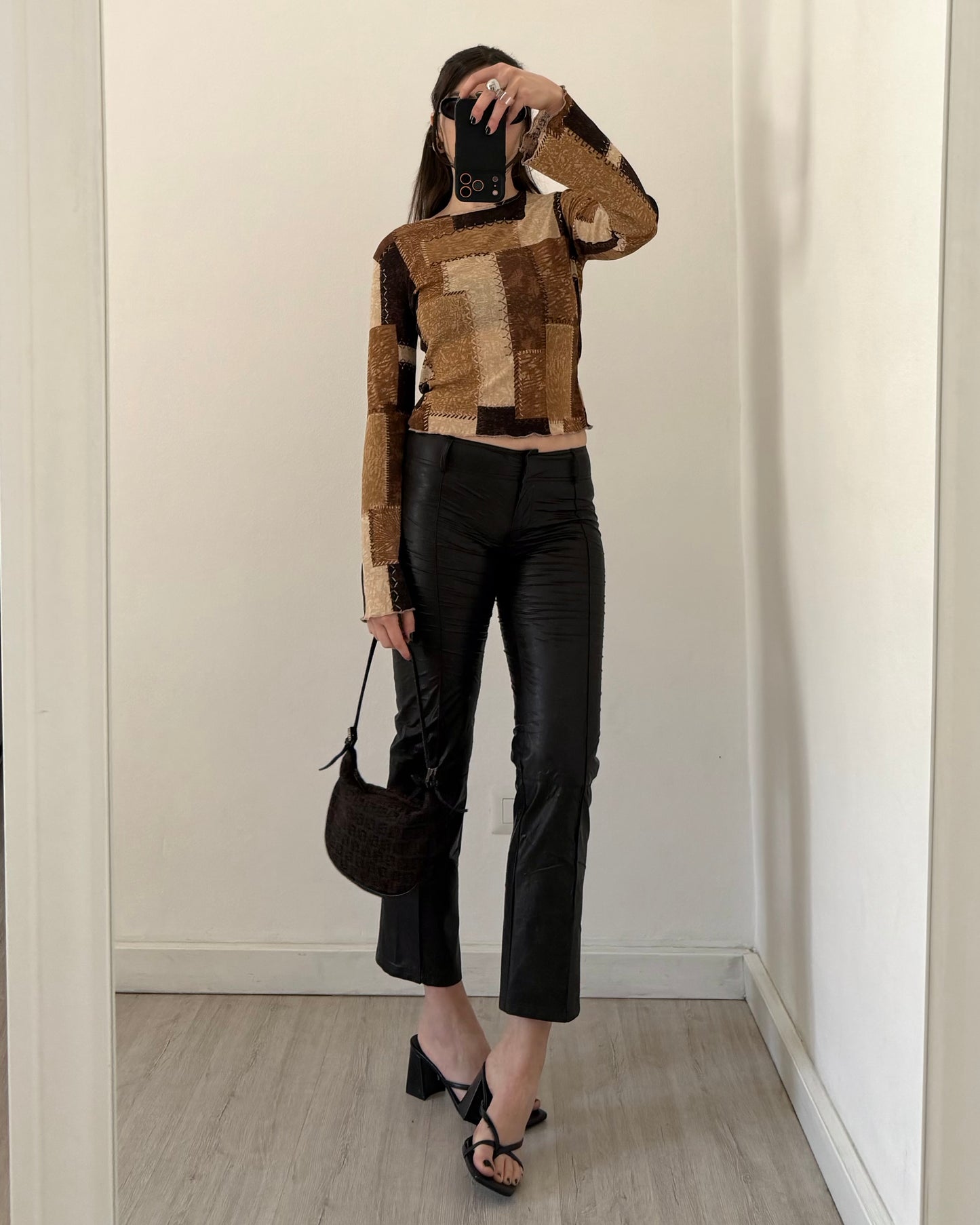 Faux leather brown pants