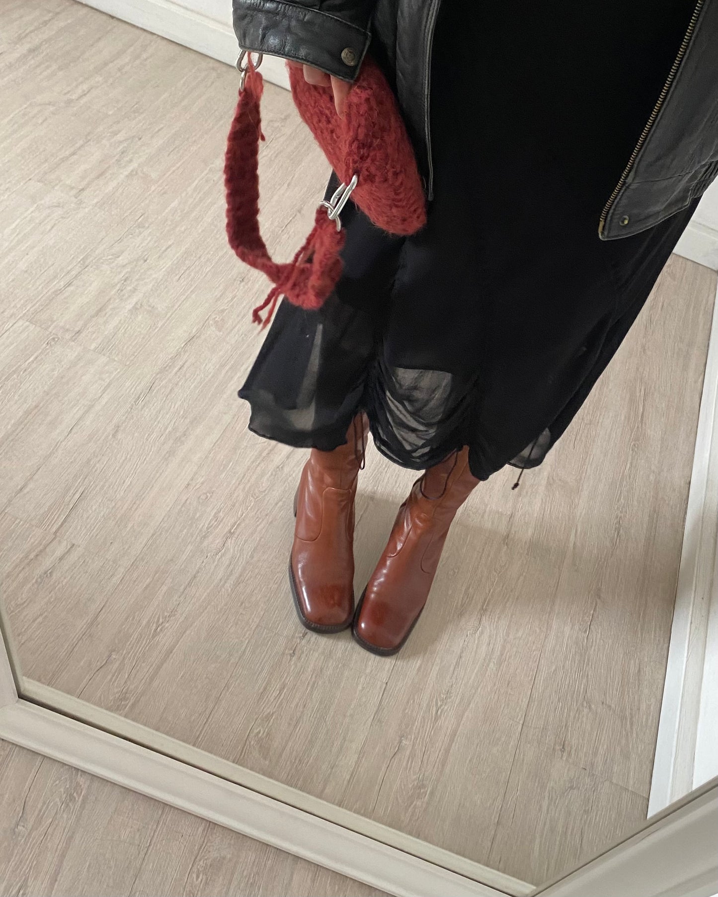 Square toe leather boots